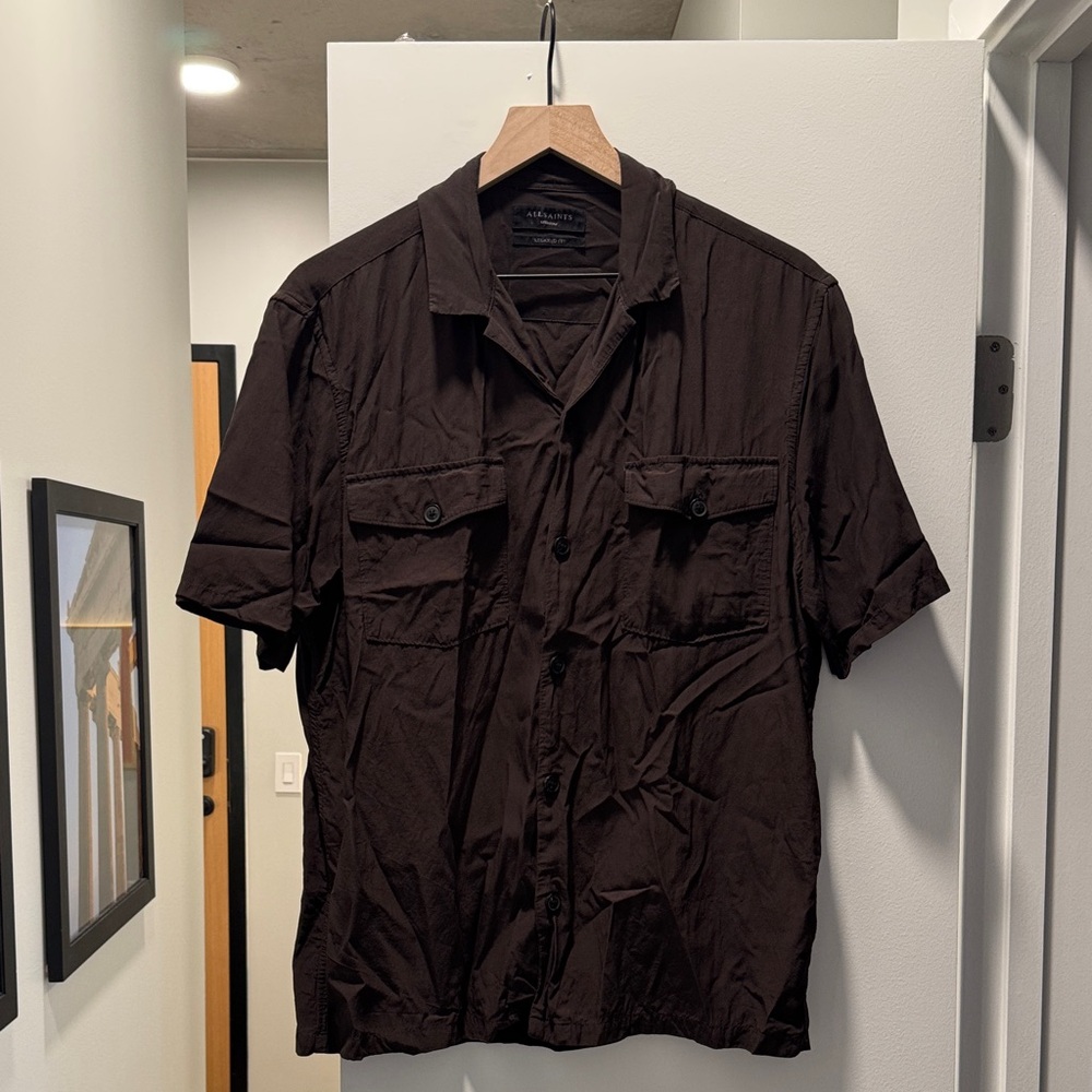 All Saints Black Short Sleeve Shirt Jacket